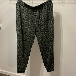 Leopard army green joggers